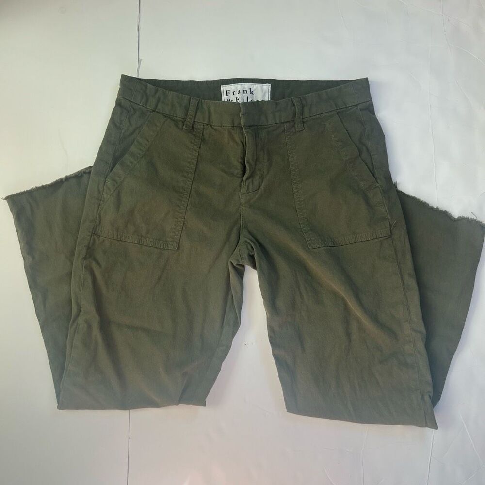 Frank & Eileen Women's Raw Hem Cropped Blackrock Utility Pants Army Green Size 6